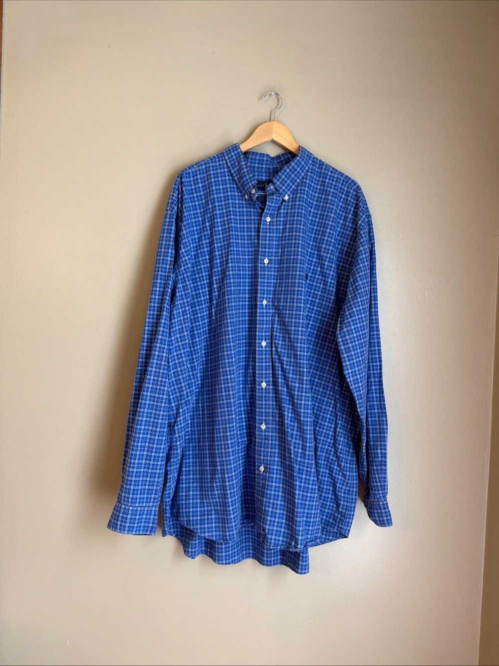 Men’s Ralph Lauren Dress Shirt Size 3xlt Blue Plaid Button Down